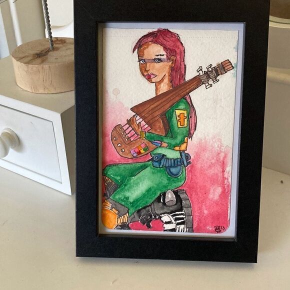 Framed Watercolor and Ink Painting “sue” - Picture 3 of 6